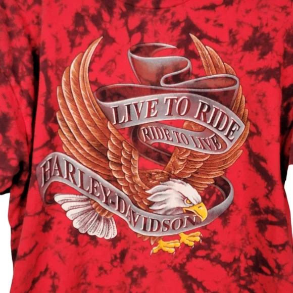 Harley-Davidson Vintage 90's USA Single Stitched Tie Dye "Live to Ride" Men's L - Picture 2 of 10